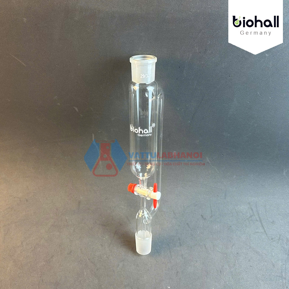 BÌNH CHIẾT HÌNH TRỤ 2 ĐẦU NHÁM - KHÓA NHỰA PTFE, HÃNG BIOHALL-GERMANY