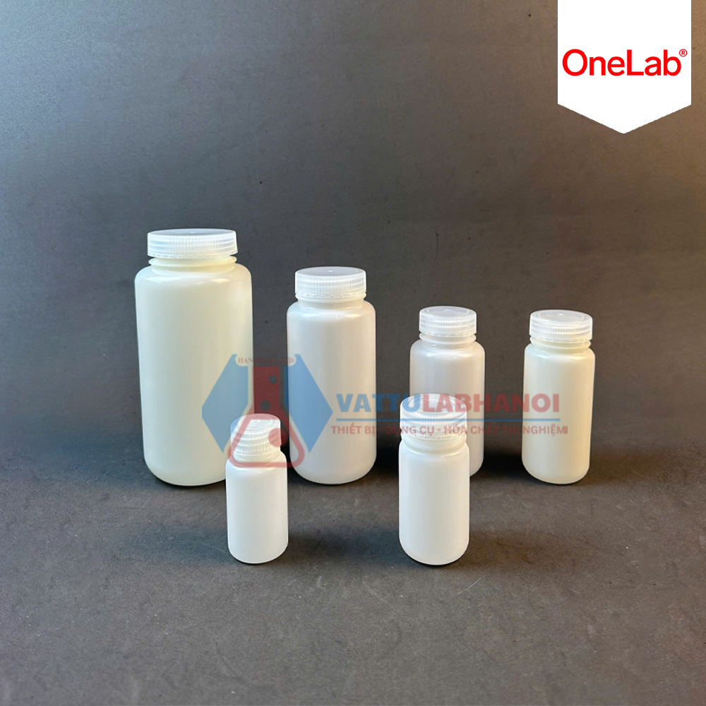 CHAI NHỰA (LỌ NHỰA) ĐỰNG MẪU, LƯU MẪU MÀU TRẮNG, NHỰA HDPE MIỆNG RỘNG, HÃNG ONELAB