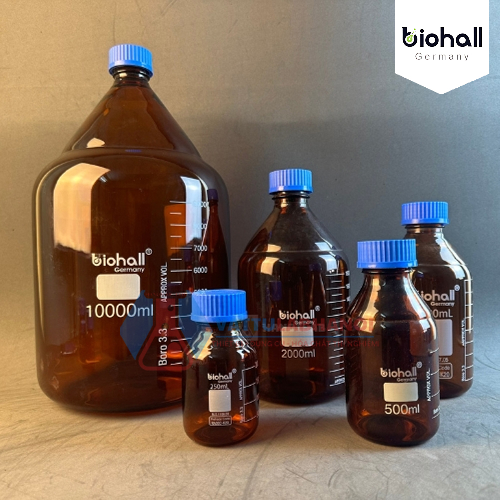 CHAI TRUNG TÍNH NÂU - NẮP VẶN XANH, HÃNG BIOHALL-GERMANY