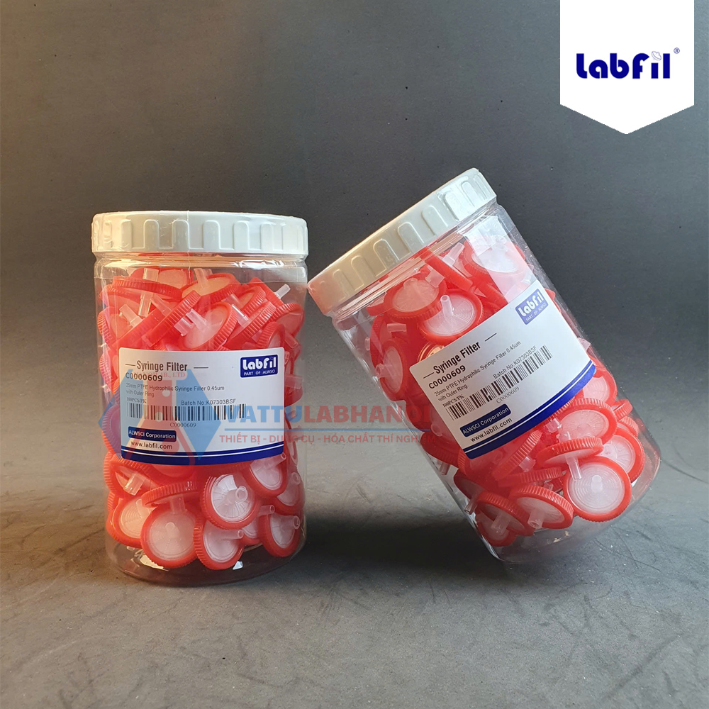 ĐẦU LỌC PTFE HYDROPHILIC (ƯA NƯỚC) SYRINGE FILTER 25MM 0.45UM - C0000609