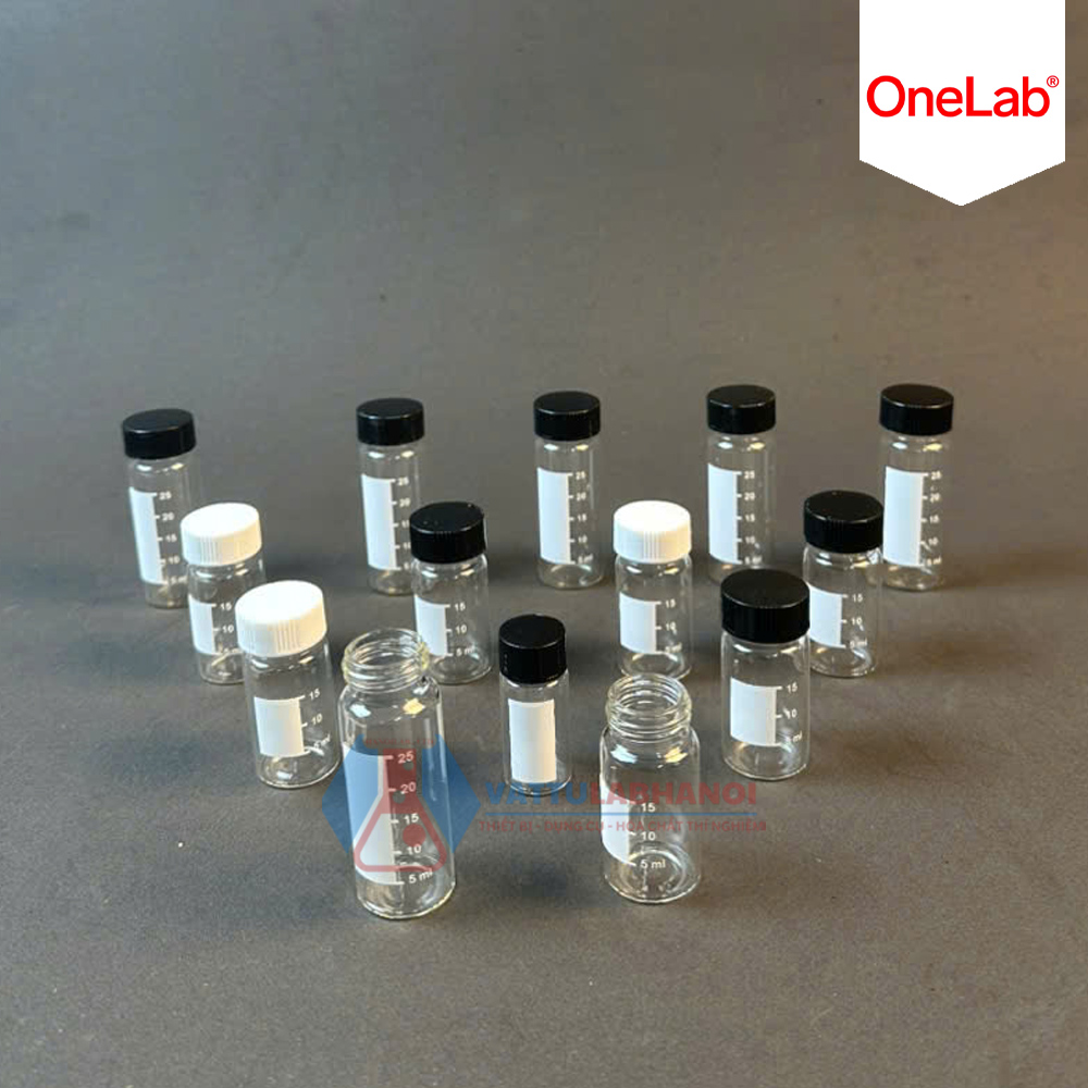 LỌ THỦY TINH TRẮNG (LỌ VIAL TRẮNG) LƯU MẪU, CÓ CHIA VẠCH, CÓ NẮP VẶN, HÃNG ONELAB