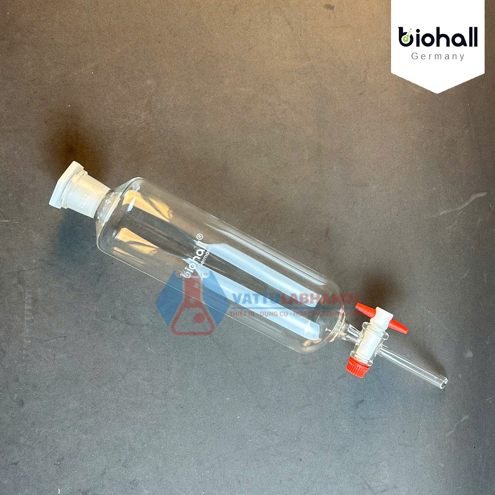 PHỄU CHIẾT (BÌNH LẮNG GẠN) HÌNH TRỤ - KHÓA NHỰA PTFE, HÃNG BIOHALL-GERMANY